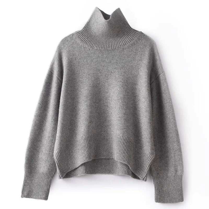 Herbst und Winter neuer Pullover aus 100 % reinem Kaschmir für Damen – dicker Rollkragenpullover