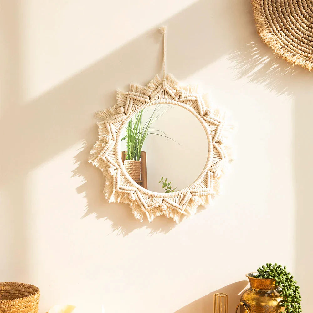 Bohemian Macramé Round Mirror