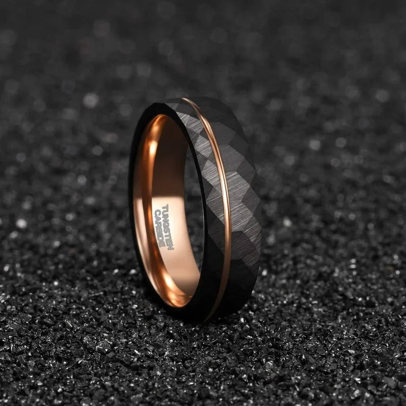 Zwarte Tungsten Ring met Roze Sleuf