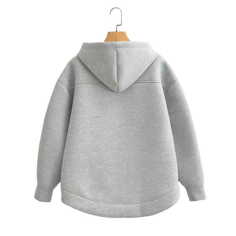 Leila Dames Oversized Zip-Up Jack | Winter High Street Stijl Hoodie | Dubbele zakken Casual bovenkleding