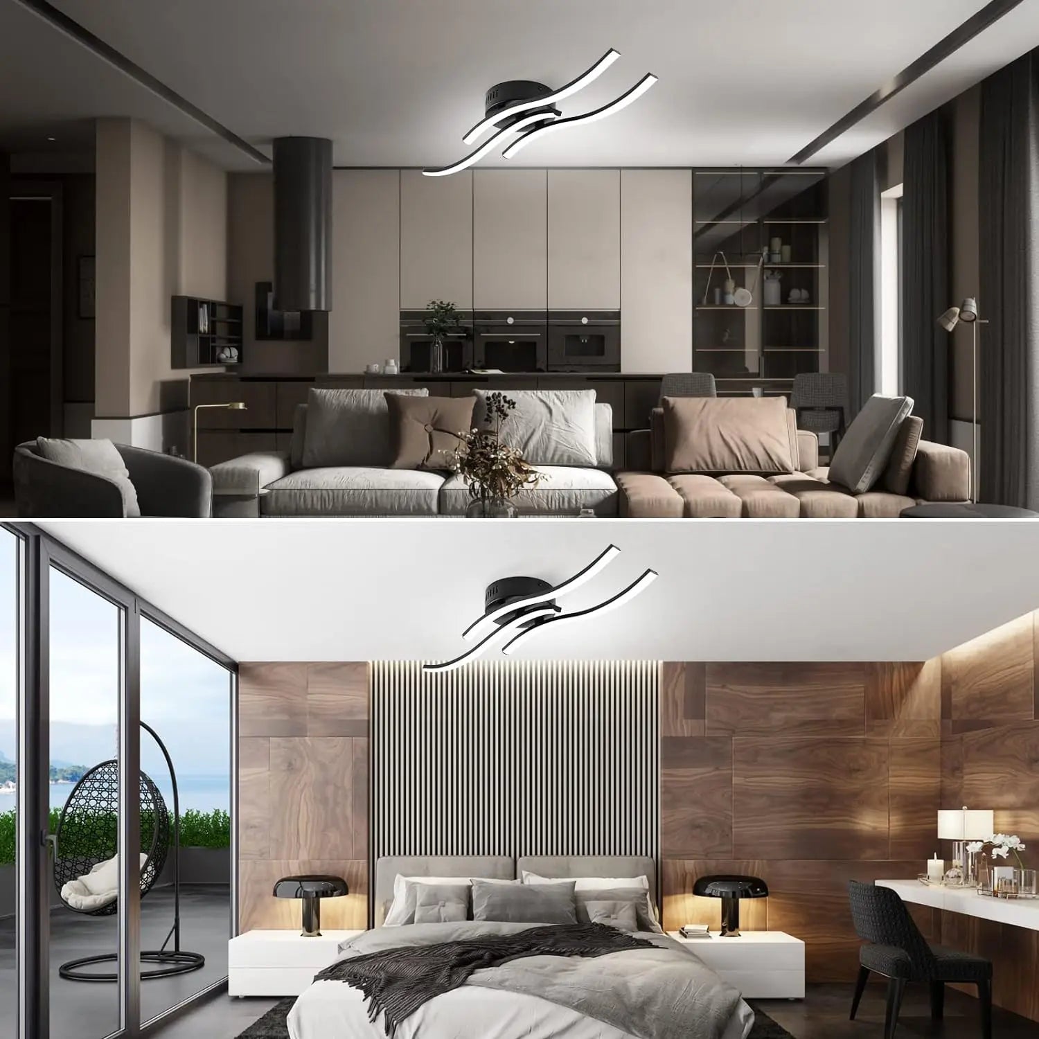 WaveGlow - Simple LED Ceiling Lamp with 3 Waves