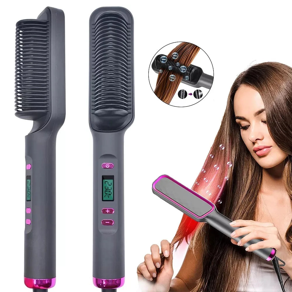 Elektrisk Hot Comb Multifunktionel Straight Hair Straightener Comb