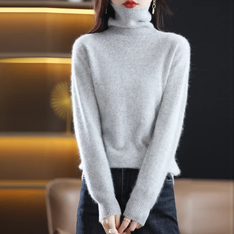 Emma High Neck Pure 100% Cashmere Sweater: for Autumn and winter