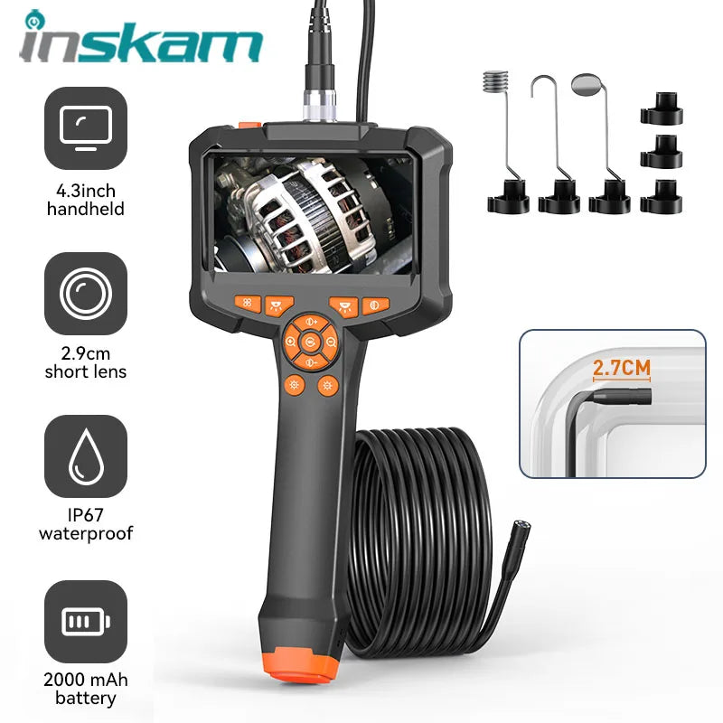 INSKAM Telecamera per endoscopio industriale con schermo IPS da 4,3 pollici – Boroscopio per ispezione tubi HD 1080P per rilevamento di automobili, fognature e perdite