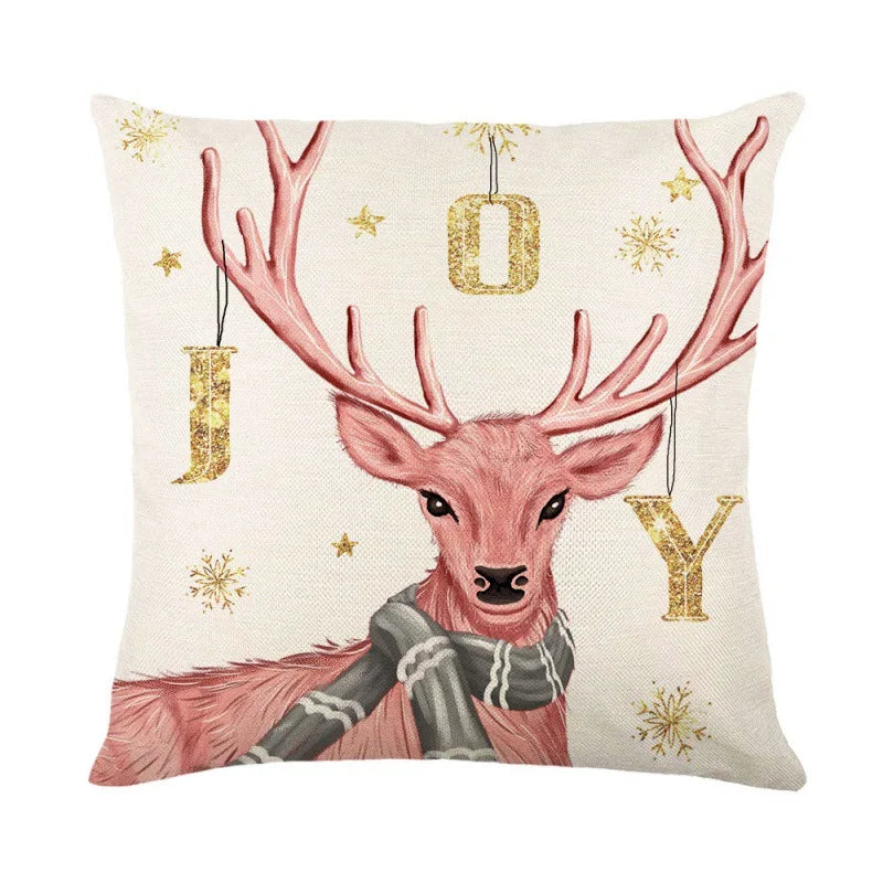 Housse de coussin en lin bonhomme de neige de Noël 45x45cm