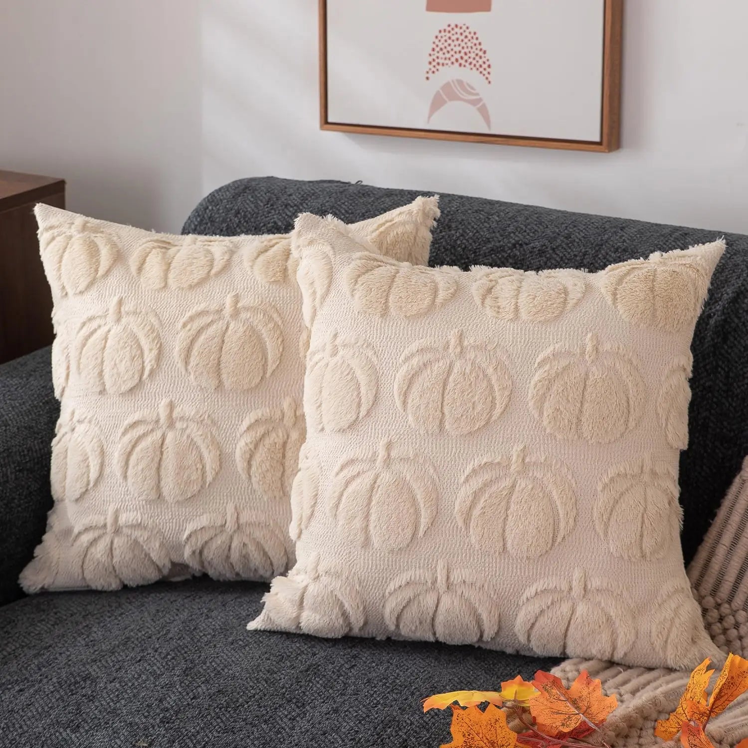 RusticFall - Cushion Cover in Faux Fur for Autumn Sofa