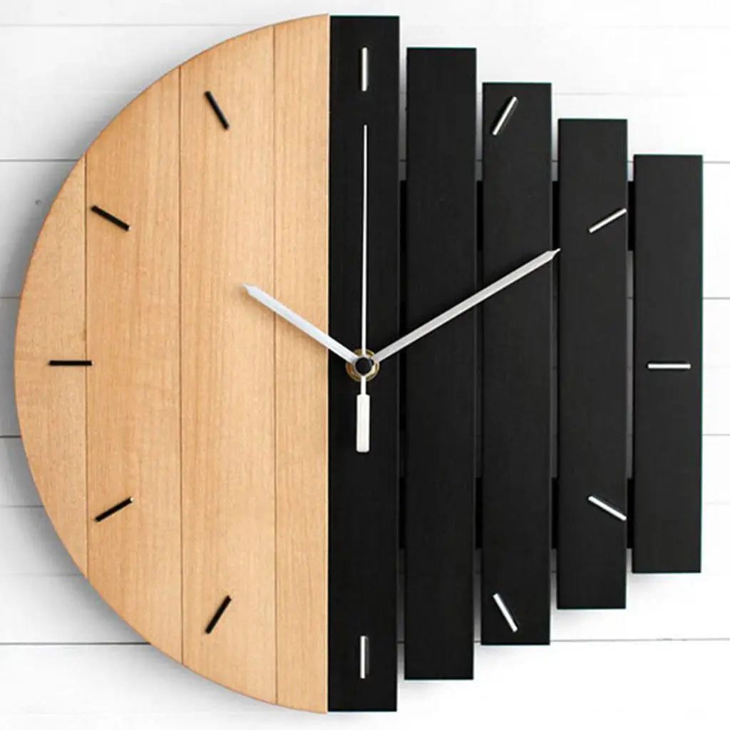 Rustic 12-Inch Wooden Wall Clock