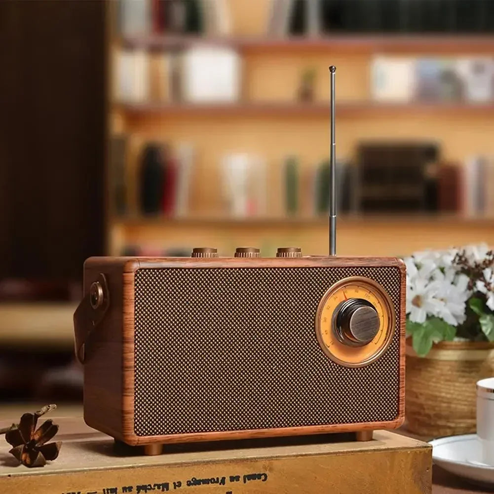 2024 Altoparlante Bluetooth in Legno Retro - Stereo Portatile Elegante per Casa, Campeggio e Viaggi