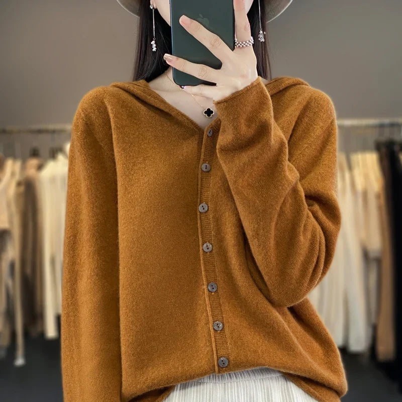 Pauline: 100% Wool Cardigan Sweater for winter