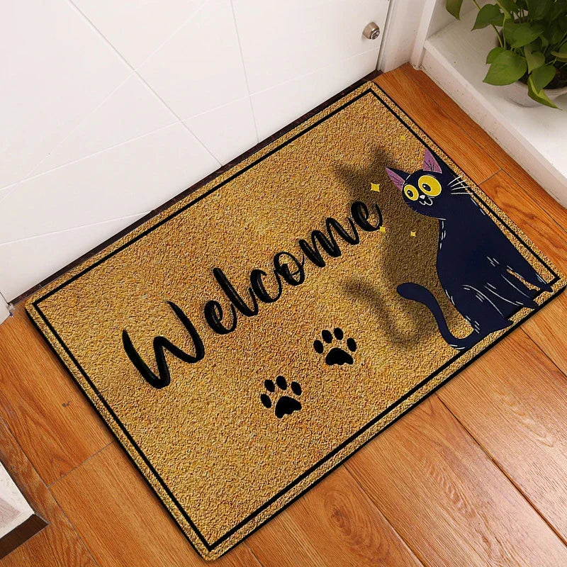 Home Sweet Home Cute Cats Door Mat - Alfombra de entrada adorable y antideslizante