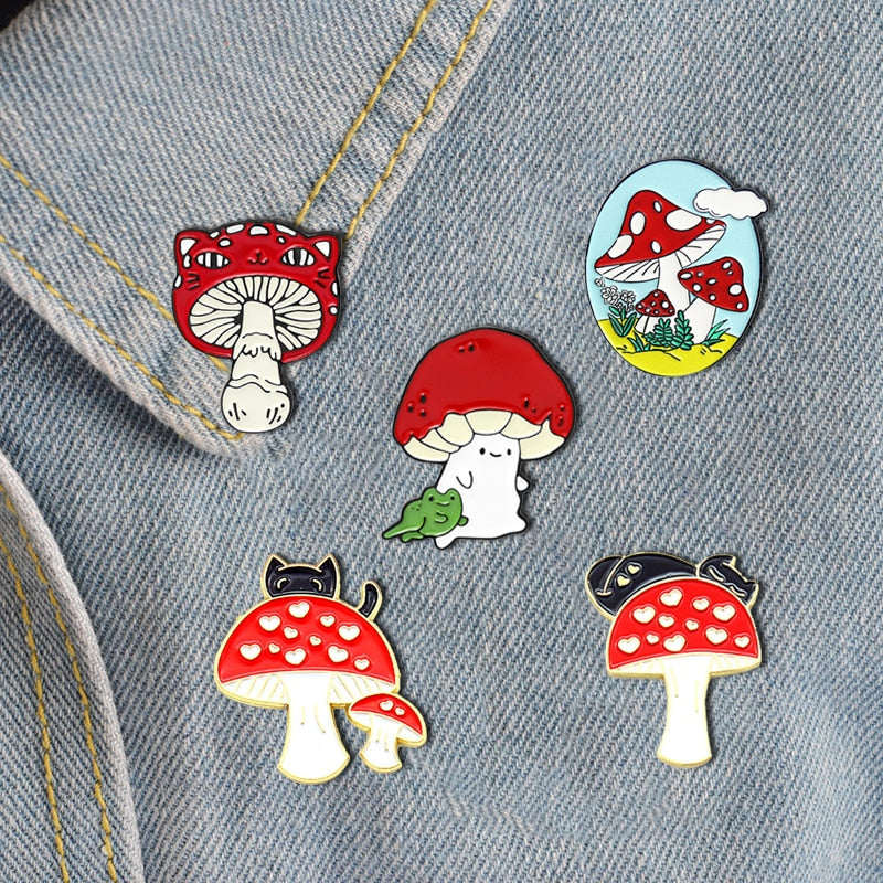 Mushroom Series Collectie Emaille Pins