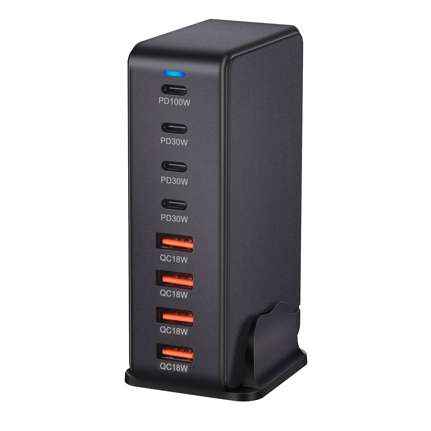 Carregador Desktop GaN de 240W – Estação de Carregamento Rápido 8-Portas USB Tipo C PD Quick Charge 3.0 para Dispositivos Móveis, Laptops e Mais