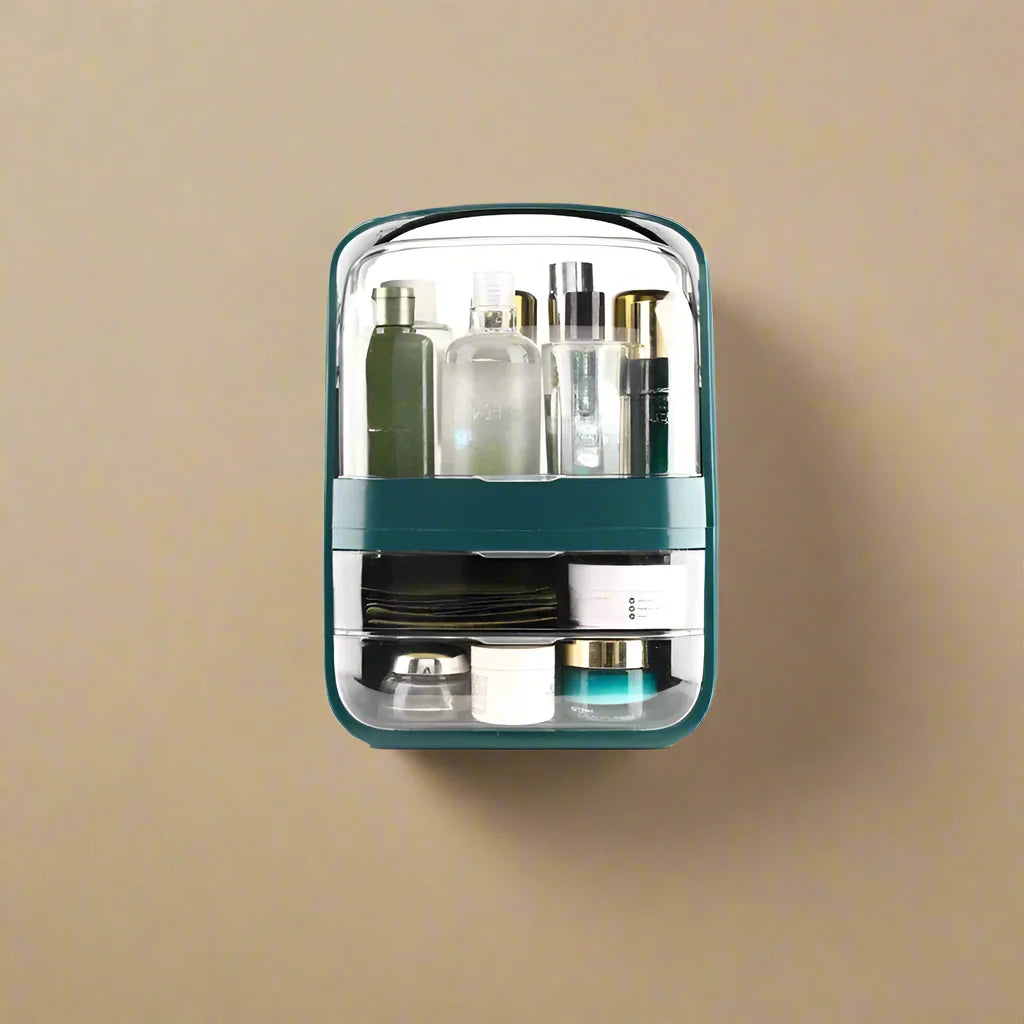 Sara’s Portable Dustproof Makeup Organizer - Elegant Desktop Storage Box for Home and Beauty Lovers