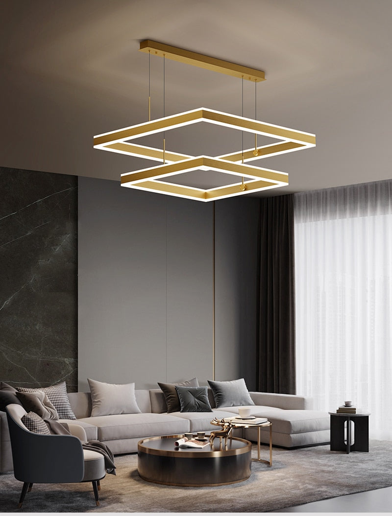 YLK Kare - Lustre led moderne pour salon design carré de luxe