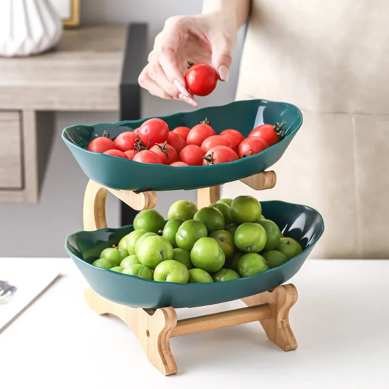 Vrimlo Layered Wooden Kitchen Fruit Bowl