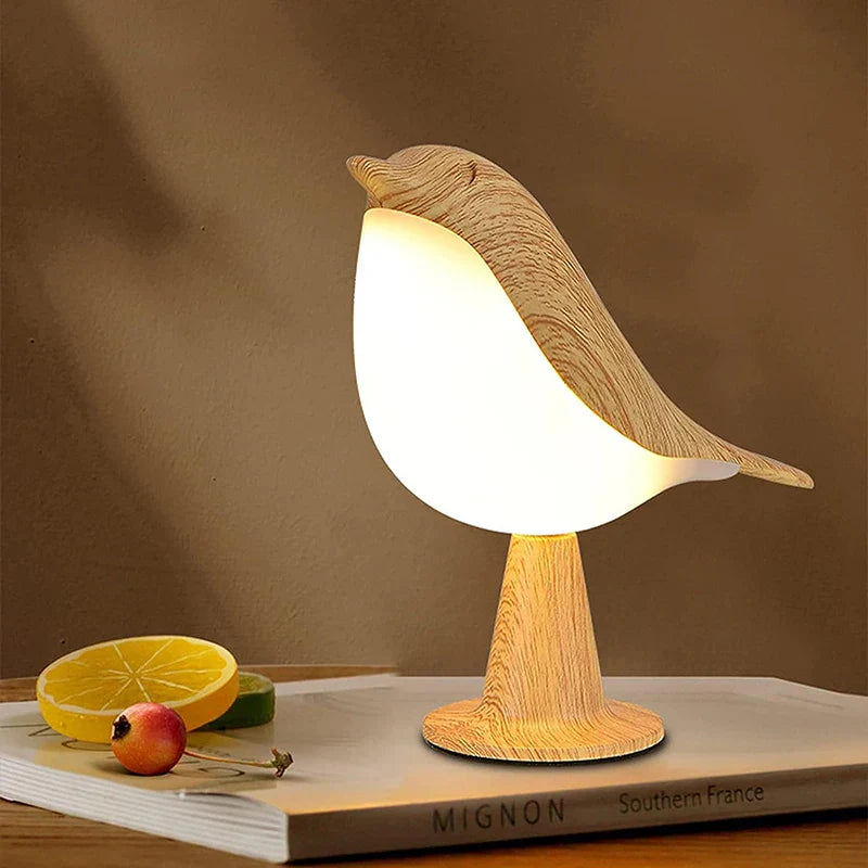 Bunte Holzvogel Tischlampe