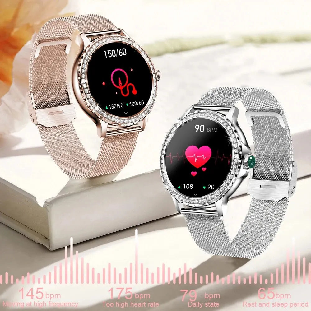 Bella Rosegold Smartwatch – 100+ sportovních režimů, Bluetooth volání a sledování fitness pro ženy