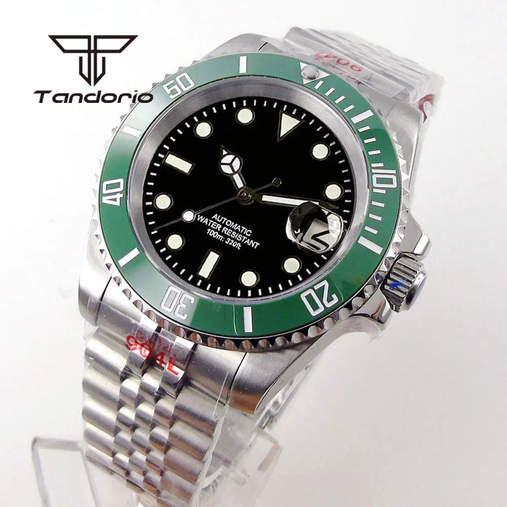 Tandorio NH35A Date Stainless Steel 40mm Dive Automatic Men's Watch | Sapphire crystal