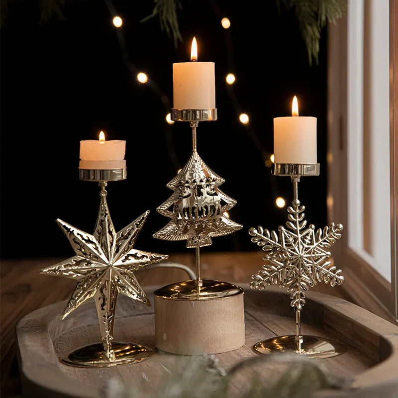 Golden Christmas Candle Holder