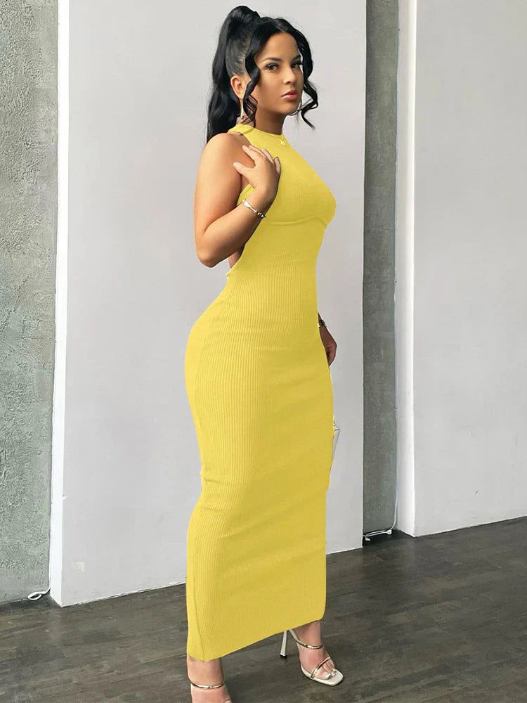 Sara Hollow Out Backless Sexy Slit Mini Šaty - Jarní Bodycon 2025 pro ženy