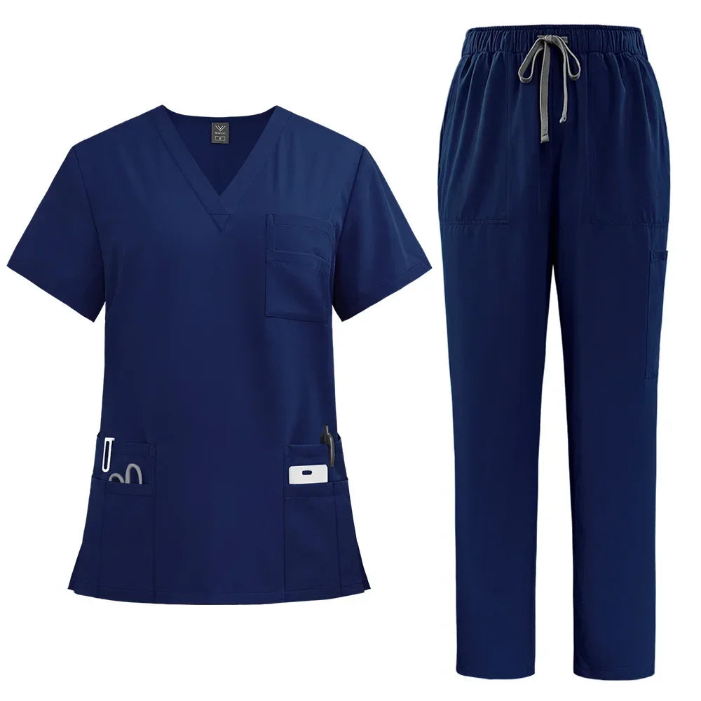 Classic Nurse Scrubs Set for Men & Women – Medical Uniform, Surgical, Dental, Clinical Workwear – Top & Pants Set