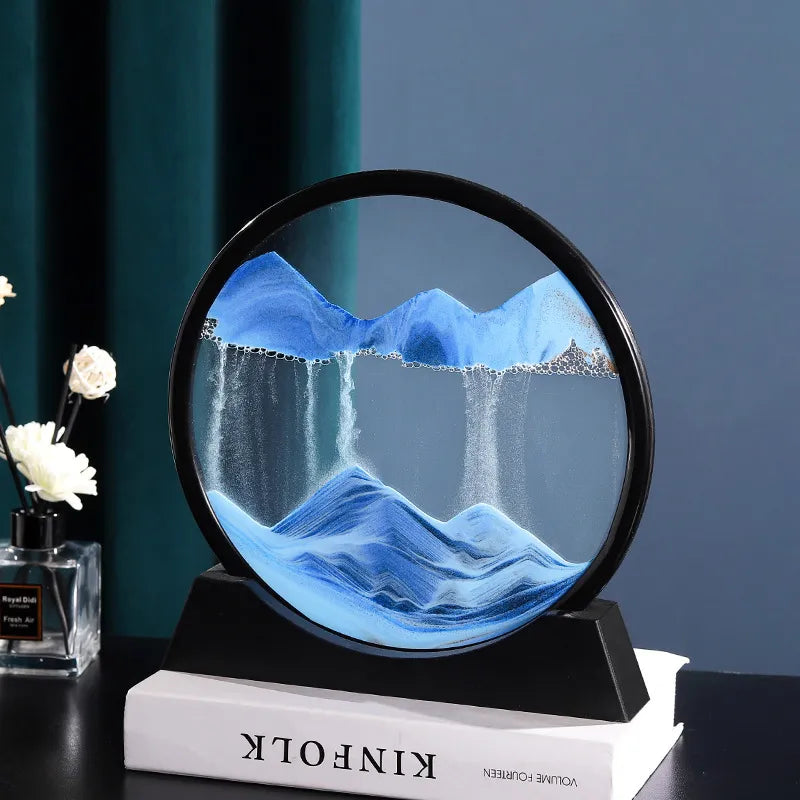 3D Moving Sand Art Picture Timeglass Quicksand Craft Flytende Sand