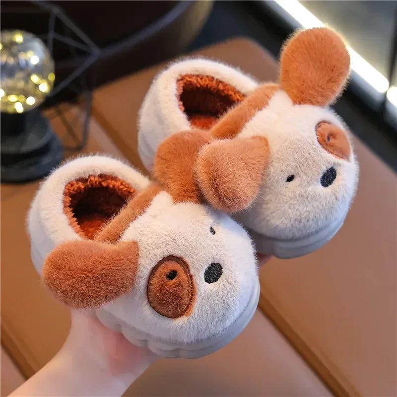 Sapatinhos de Algodão Quente para Bebé Outono Inverno Novos Rapazes Meninas Pantufas de Animais em Cartoon Antiderrapantes Confortáveis Sola Macia Pantufas de Pelúcia