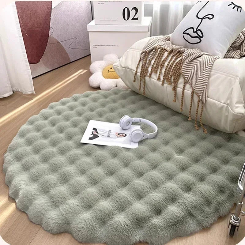 Tapis rond nordique en peluche