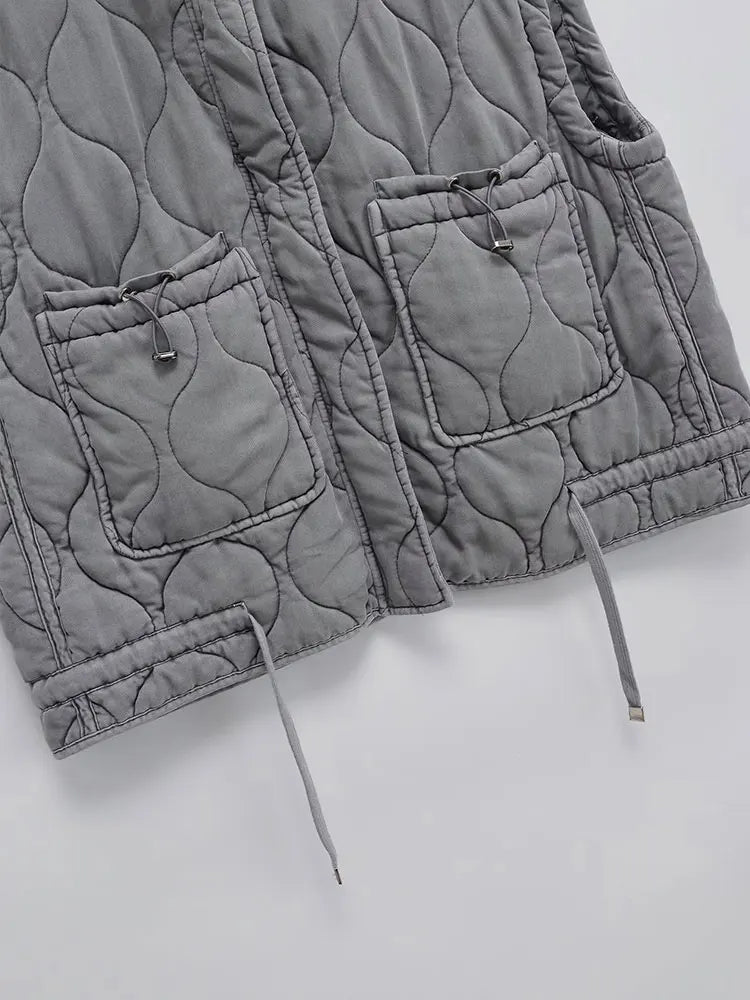 Mia Colete Sem Mangas Leve para Mulheres – Casual de Outono Inverno com Detalhe de Bolso