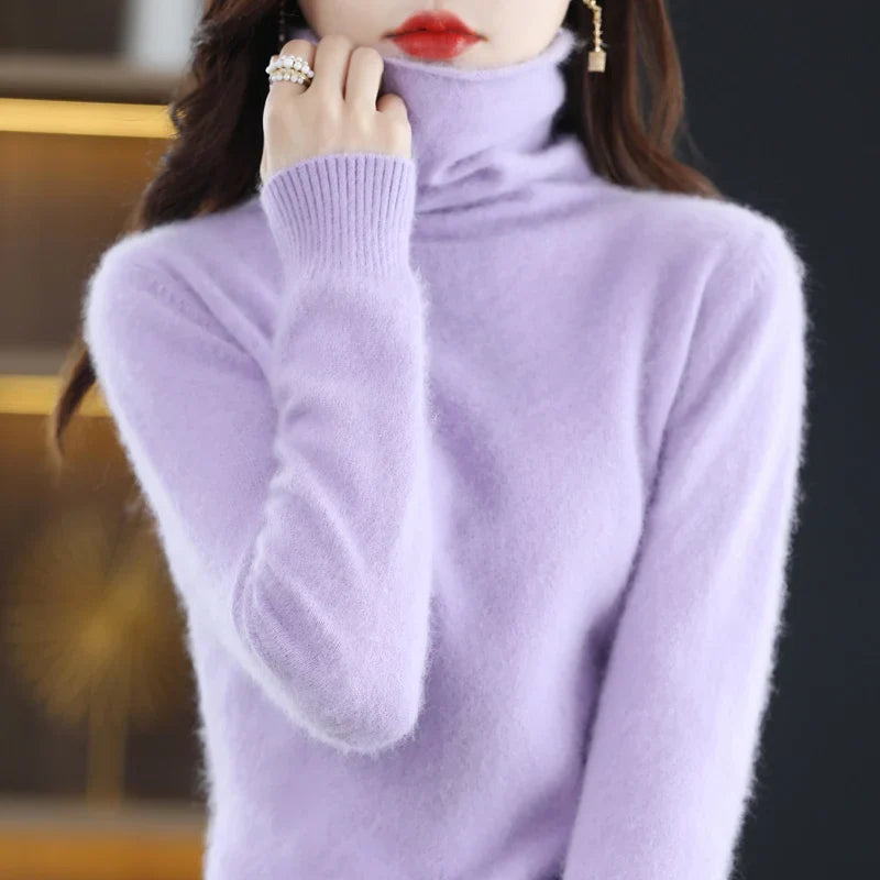 Noemi: Japenese-knit: High Collar 100% Cashmere Sweater - Women's Loose Pullover for Autumn/Winter