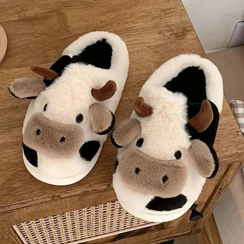 PlushCow - Pantuflas de invierno divertidas y acogedoras