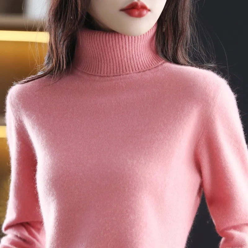 Sinead: Japanese-knit 100% Cashmere Turtleneck Sweater for women: autum&winter essential