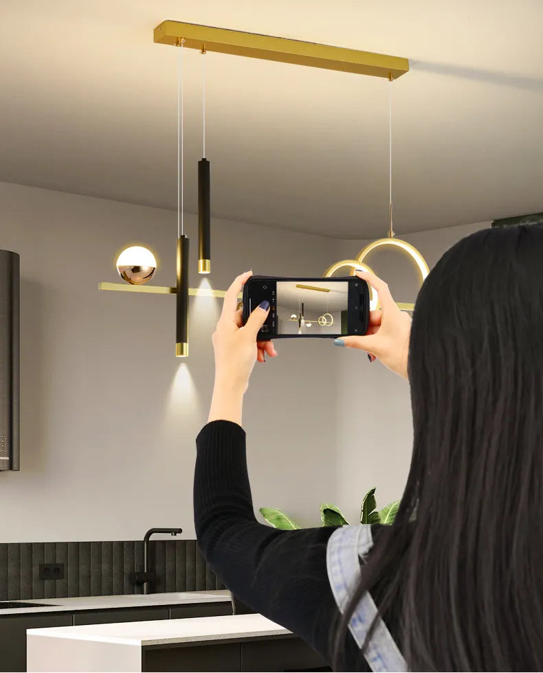 Lampes suspendues LED minimalistes modernes Komnab avec projecteur télécommandé