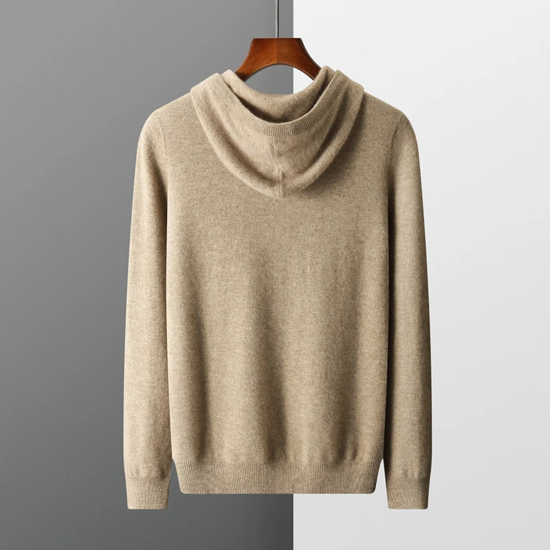 Micheal: Kapuzenpullover – 100 % Merinowolle aus Australien: Gestricktes Sweatshirt für Herbst Winter