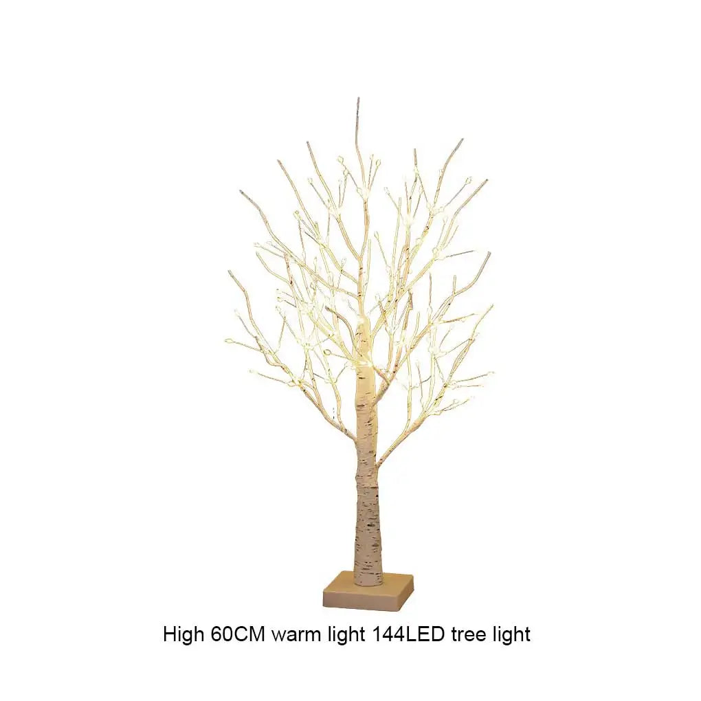 Lampada LED con albero di betulla incantata, luce natalizia