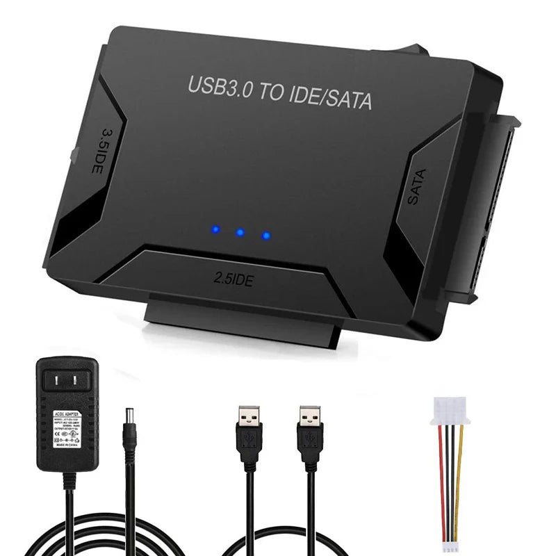 Adaptador SATA/IDE para USB 3.0 – Conversor de Disco Rígido para HDD, SSD, CD/DVD-ROM SATA/IDE de 2.5/3.5 Polegadas, Suporta até 6TB para PC e Mac