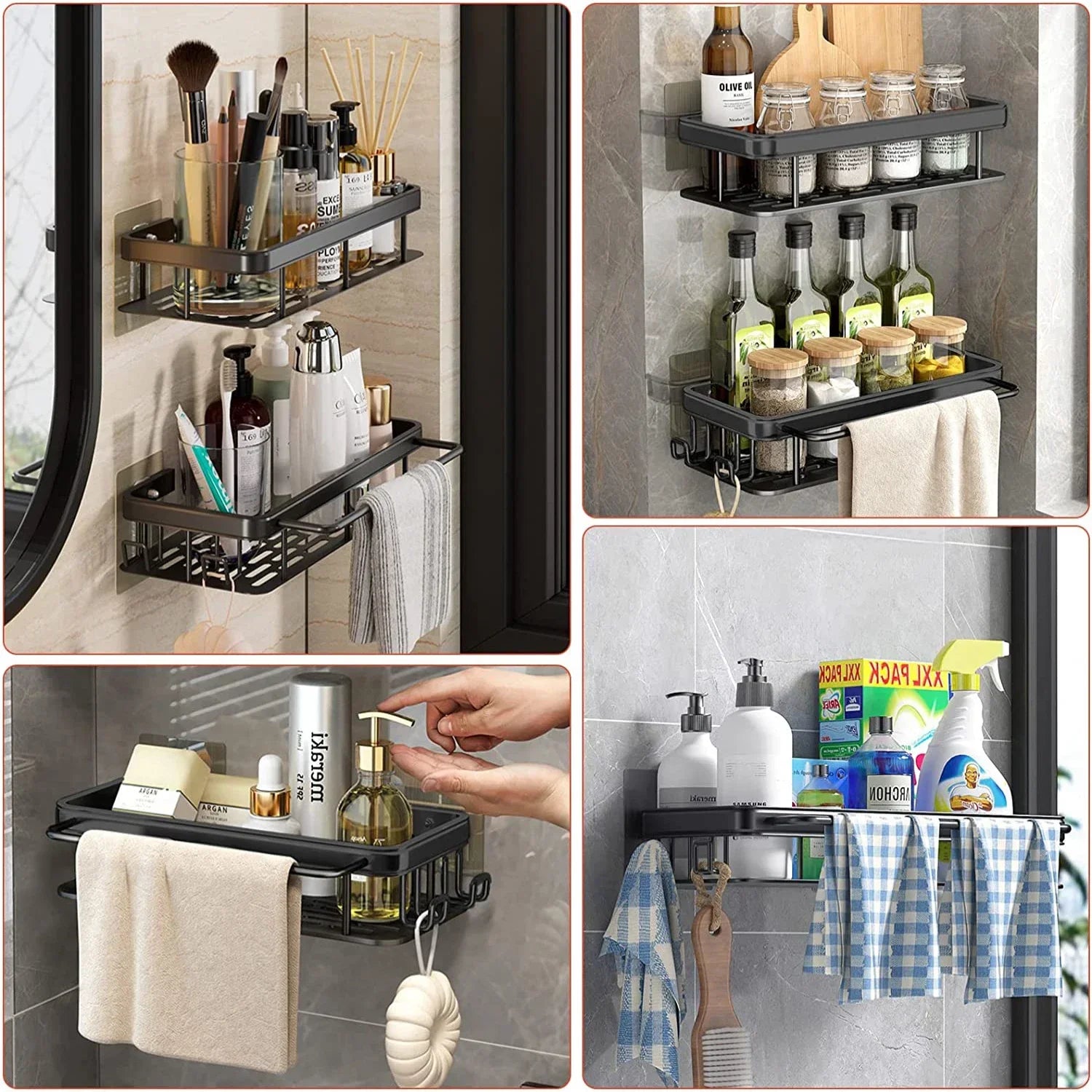 Sleek Aluminum Corner Shower Shelf - No-Drill Bathroom & Kitchen Organizer