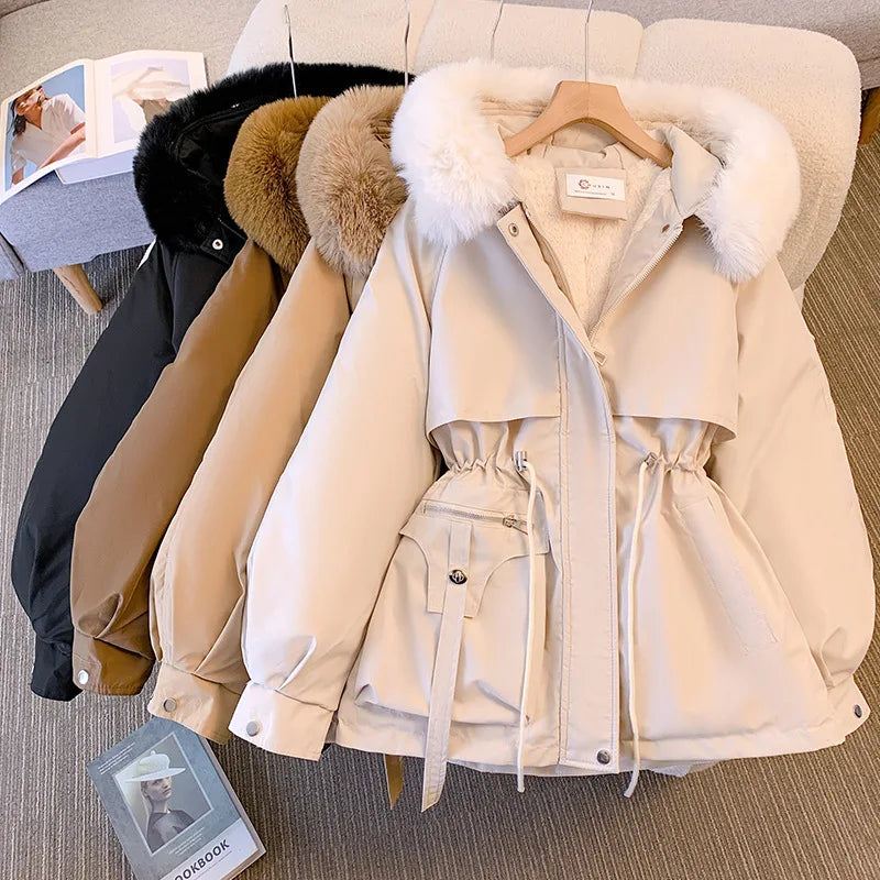 Piumino con cappuccio foderato in pile – Cappotto invernale da donna