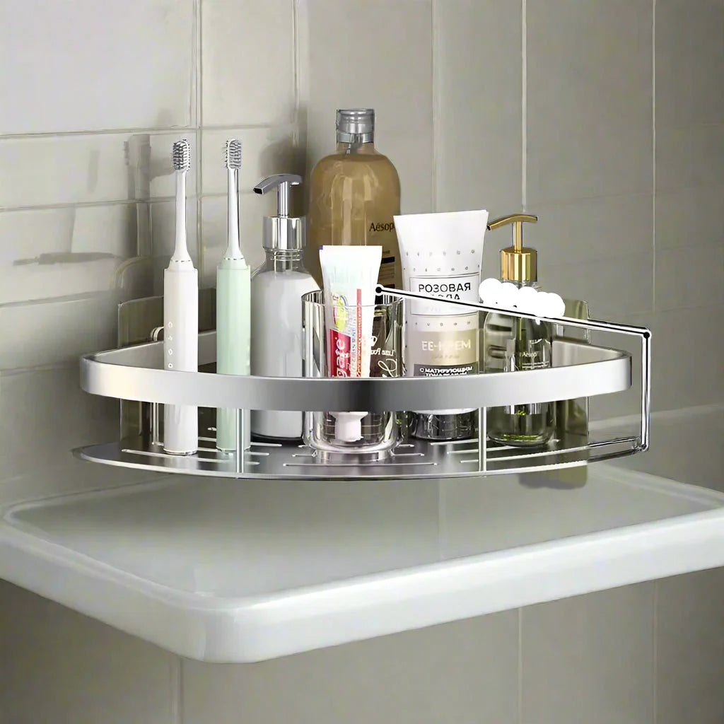 Corner Shower Organizer | No-Drill Aluminum Shelf