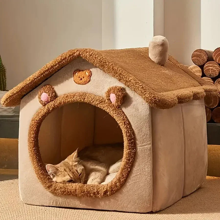 Foldable Pet House - Removable & Washable Cat Cave | Cozy Bed for Small Dogs & Cats