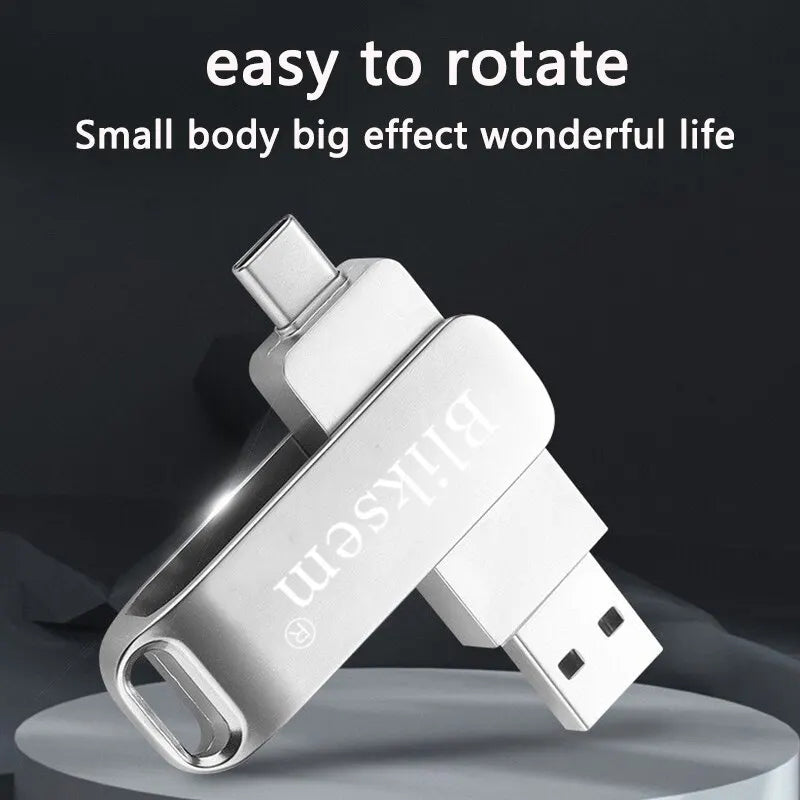 Bliksem Type-C Flash Drive 32GB/64GB | Høyhastighets USB 2.0 | 3-i-1 Metall Mini Pennepenn for PC og Mobil