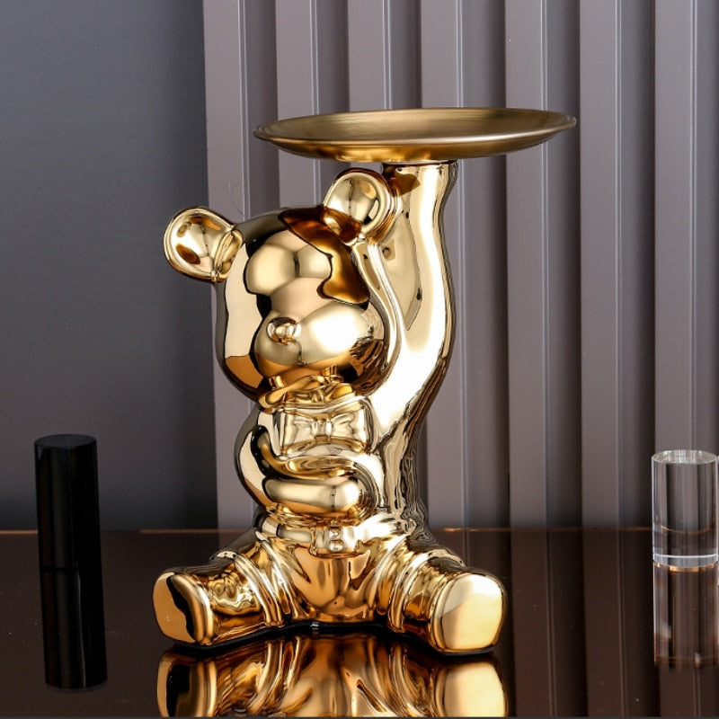 Multi Function Electroplating Bear Doll Shelf Piggy Bank