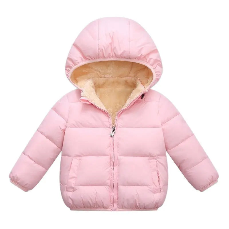 Cozy Winter Hooded Jacket for Kids - Thick Cotton and Wool Blend Coat for Boys & Girls