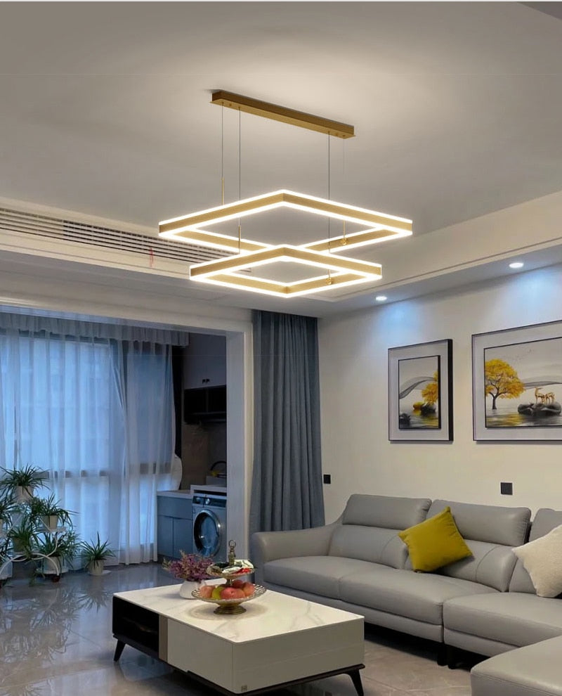 YLK Kare - Lustre led moderne pour salon design carré de luxe