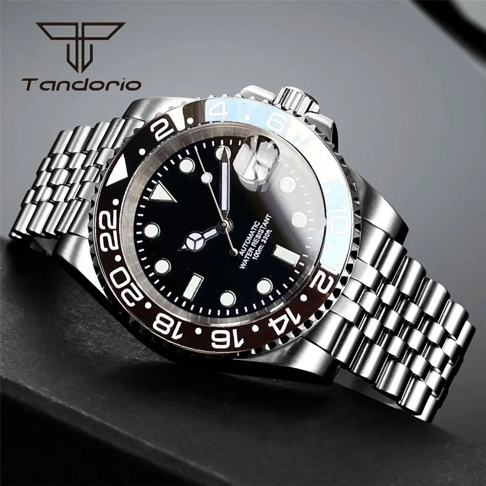 Tandorio NH35A Date Stainless Steel 40mm Dive Automatic Men's Watch | Sapphire crystal