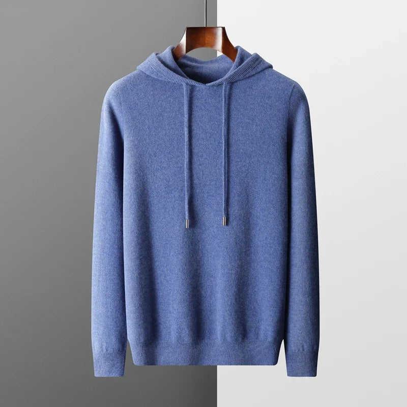 Micheal: Kapuzenpullover – 100 % Merinowolle aus Australien: Gestricktes Sweatshirt für Herbst Winter