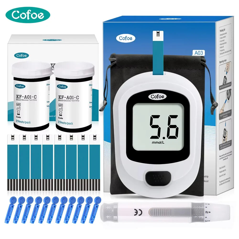 Blutzuckermessgerät-Set – Diabetes-Glukometer mit Teststreifen und Lanzetten