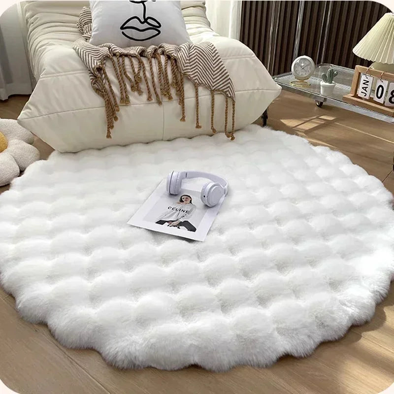 Tapis rond nordique en peluche