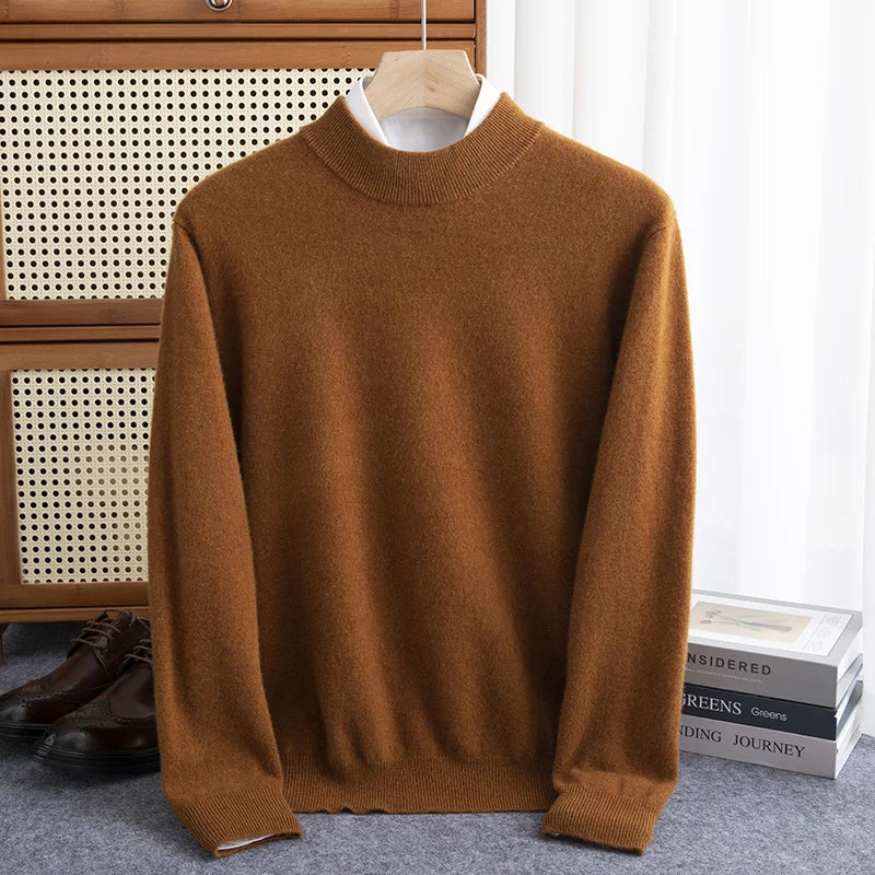 Classic Mock Neck Wool Pullover