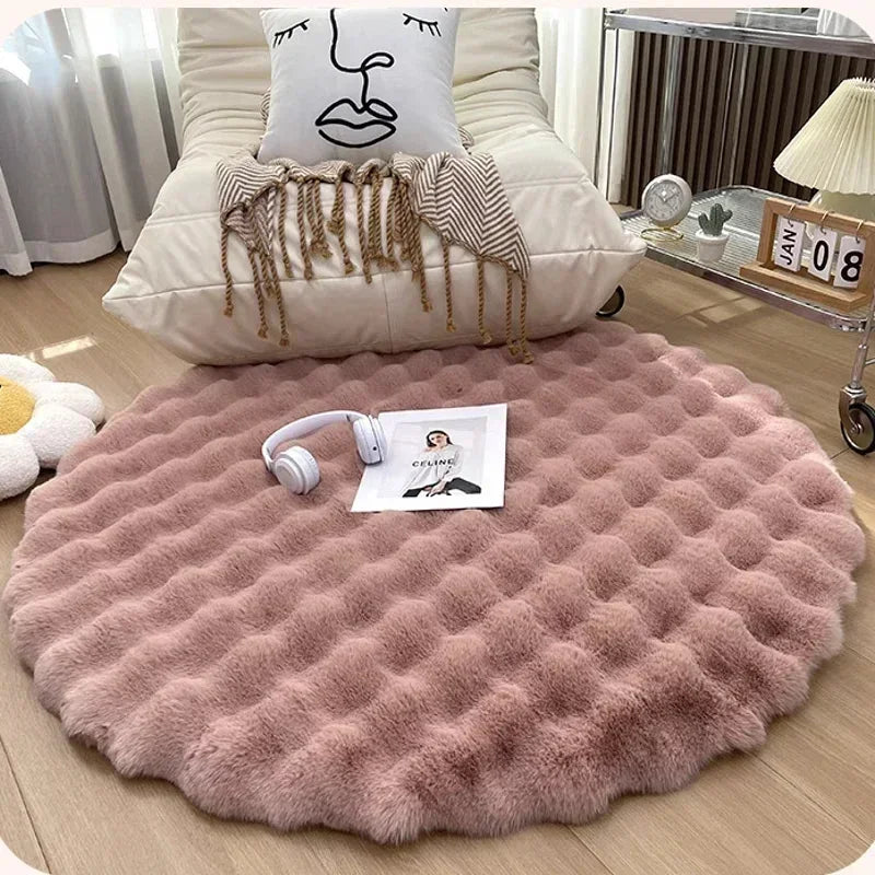 Tapis rond nordique en peluche